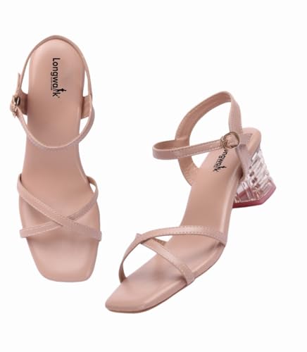Image of Longwalk Women's Cross Strap Sandal, Transparent Heel Sandal for Girl's