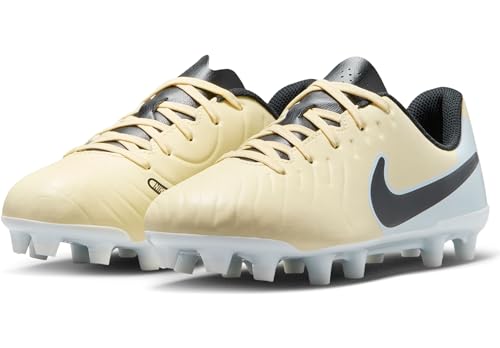 Nike Jr. Tiempo Legend 10 Club Little/Big Kids' Multi-Ground Low-Top Soccer (DV4352-700, Lemonade/Metallic Gold Coin/Black) Size 22