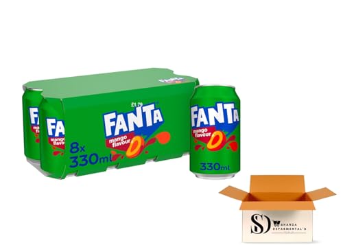 Exotic Mango Sparkling Fruit Drink 8 x 330ml Multipack Tropical Fruit Soda Refreshing Fizzy Juice Drink Bulk Fridge Pack Cans