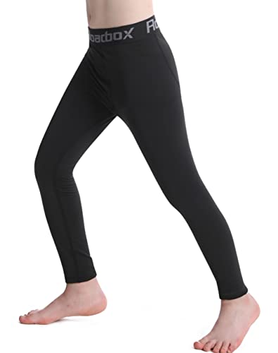Roadbox Boys Thermal Pants, 2 Pack Kids Fleece Lined Leggings, Youth Sports Baseball Hockey Compression Tights Cold Weather2