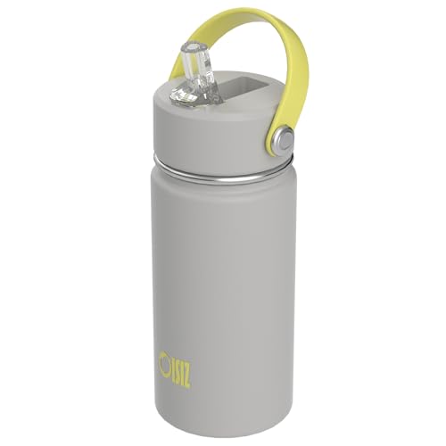OISIZ Kinder-Wasserflasche mit Strohhalm-Deckel, 400 ml, vakuumisolierte Wasserflasche aus 316er Edelstahl, auslaufsichere Wasserflasche, BPA-frei und hält 24 Stunden kalt