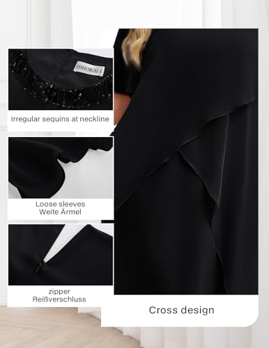 Image of Hanna Nikole Plus Size Dress for Curvy Women 2026 Wedding Guest Dress Sequined Crew Neck Cocktail Dress with High Low Hem