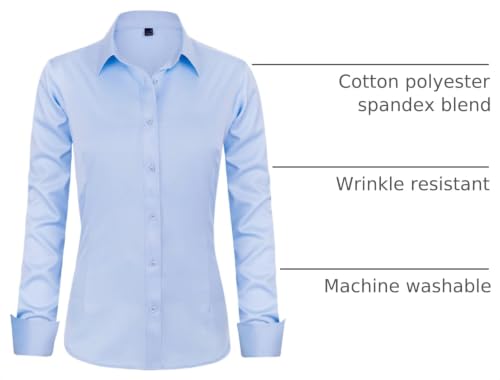 Image of J.VER Womens Dress Shirts Long Sleeve Button Down Shirt Wrinkle-Free Business Casual Blouse Office Work Tops