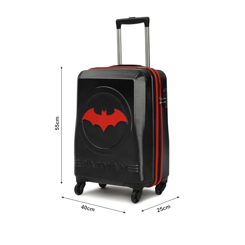 Image of YAYAVAR Batman Trolley Suitcase - 40L, Cabin Luggage with 8 Spinner Wheel, Hard Shell Polycarbonate Suitcase, Number Lock, Water Resistant, Luggage Bag for Travel (Red & Black, 55cm, Small)