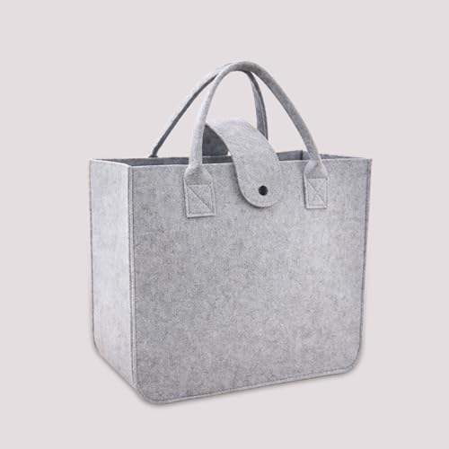 Image of Felt Fabric Reusable Shopping Bag with Handle & Button Closure for Grocery, School, Beach, Travel, Study, Gym, Gifts | Size - 30x34.5x17.8cm