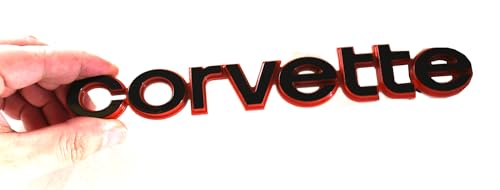 Image of Replacement for Corvette 1980-1982 C3 Rear Bumper Emblem Badge Script Corvette New (Red)