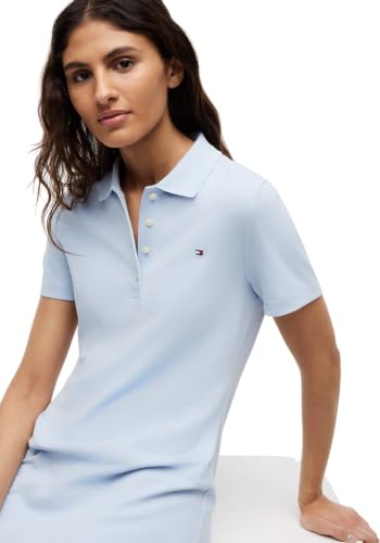 Tommy Hilfiger Damen Polokleid 1985 Pique Slim Fit, Blau (Breezy Blue), XXL – Ansicht 7