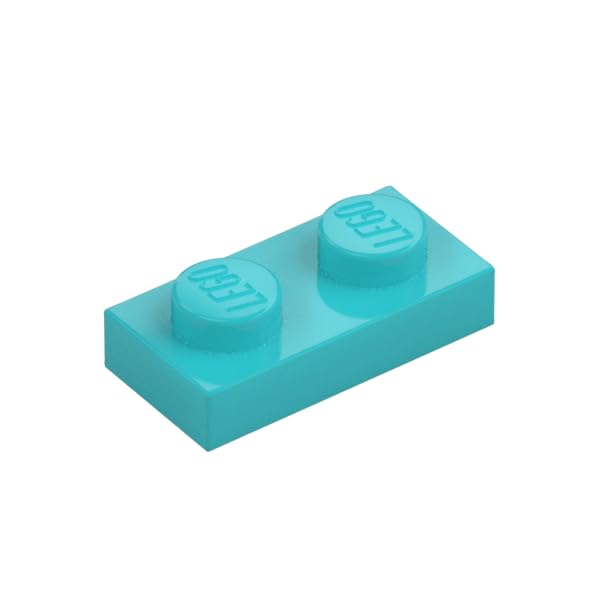 LEGO Plate 1 x 2, Part 3023, Building Brick Component (Medium Azure, 50, Bricks) โ image 1