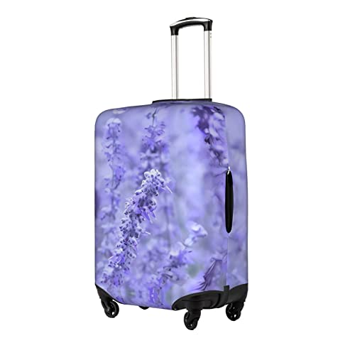 Paars Lavendel Gekleurde Bloemen Trolley Travel Case Protector :>> Hoge Elasticiteit Met Rits Grote Toepasselijke 18-32 Inch Trolley Case - Image 3