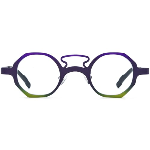 Image of FONEX Colorful Pure Titanium Glasses Frame Women Retro Round Eyeglasses