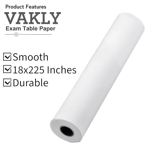 Image of Vakly Exam Table Paper - 18''X225' Disposable Smooth Barrier Cover Roll (2 Pack) 18 inch Wide Paper Rolls for Spas, Daycares, Doctors, Chiropractors, Examination and Massage Tables