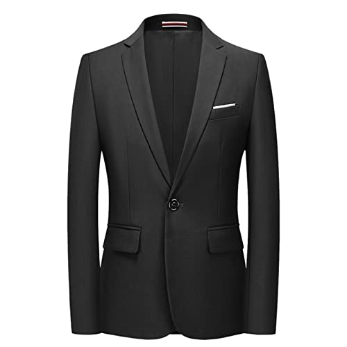 Men Slim Fit Daily Blazer One Button Lapel Slim Fit Business Jacket Solid Casual Formal Wedding Party Sport Coat (Black,XX-Large)