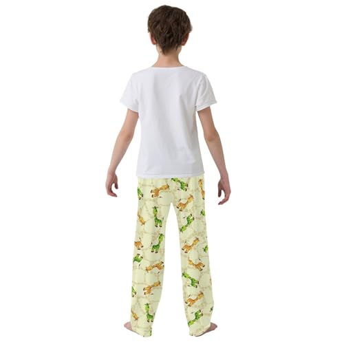 ZZXXB Lovely Giraffe Print Boys Long Pants Soft Trousers Elastic Waist Kids Lounge Bottoms with Pockets S-XL3
