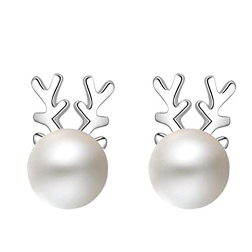 Envisioni Pendientes Alces, Pendientes de la Perla, Regalos de Mujer para la Navidad, cumpleaños, día, cumpleaños y Agradecimiento de San Valentín