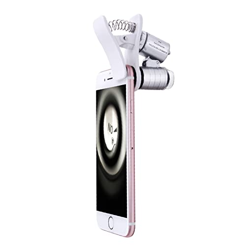 Enjoy Youth スマートフォン用 カメラレンズ クリップ式 60倍ズーム機能 顕微鏡 LEDライト付き iPhone Android対応 スマホ 汎用 挟みで固定簡単 コンパクト 軽量 持ち運び便利 自由研究 携帯顕微鏡 クリップ式拡大鏡