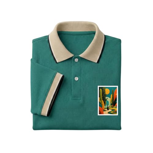 Image of Regular Fit Solid Half Sleeve Casual Tipping Collar Polo T-Shirt for Men