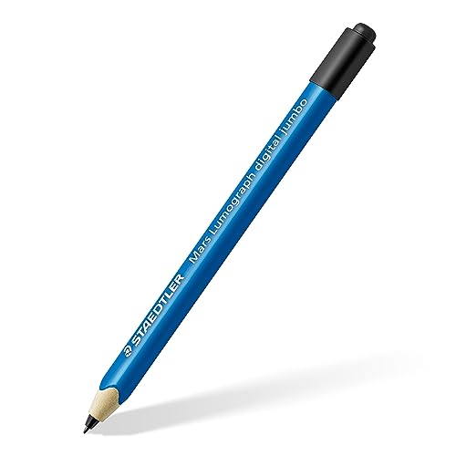 Image of STAEDTLER Lumograph Jumbo Digital Stylus Pen with Eraser for Touchscreens: No Charging, Thick Triangular Barrel for Comfort, Works with Samsung Galaxy Tab, Kindle Scribe & More, With Replacement Nibs
