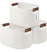 ECDYQXVU Cotton Rope Storage Baskets,15x10x9 in,Collapsible Storage Bins, Decorative Woven Basket...