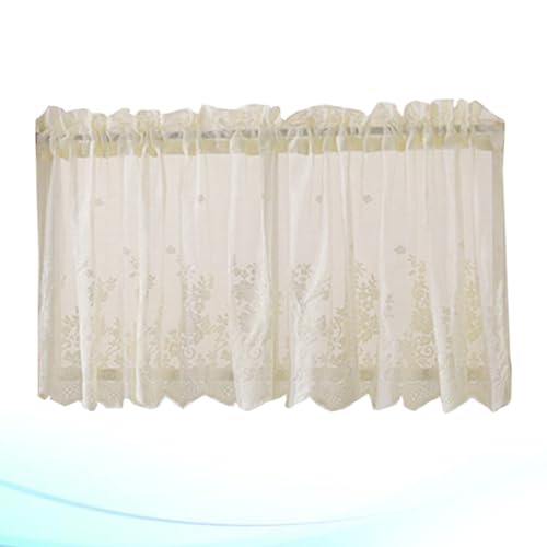 HOMSFOU Short Lace Curtains Half Window Curtain for Kitchen Balcony Bathroom Boys Girls Room Light Filtering and Ventilation - Image 2