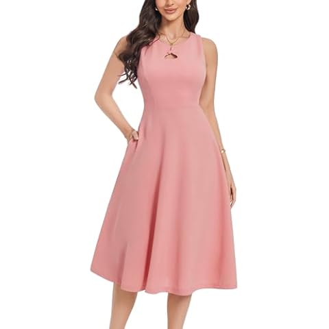 Wedtrend Women's Vintage Dress Swing Cocktail Dress, Cutout Midi Dress Retro Work Dress for Woman, A-line Vintage Easter Dress for Mujer WTP30010BlushL Cover