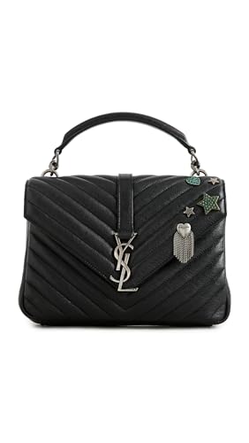 YSL Black Leather Embellished College Bag