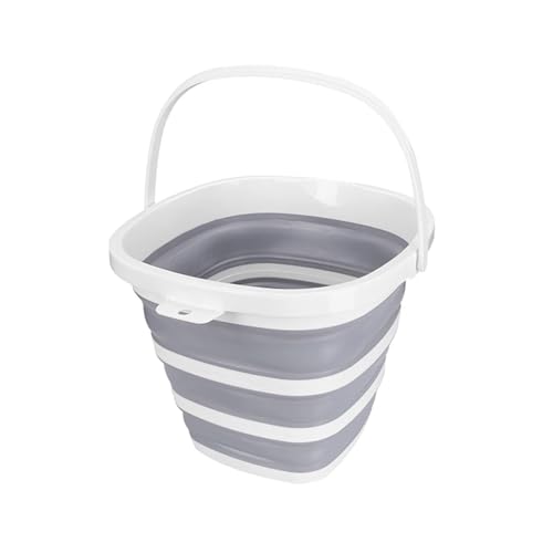 Cubo Plegable de Silicona for baño, cubeta for Lavar Autos al Aire Libre, Suministros Pesca Cuadrados, Cubo Campamento Cocina 10L, 2 uds para Lavado Camping(Grey)