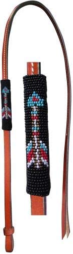 Showman 4' Leather Over Under Whip w/Arrow Design Beaded Overlay