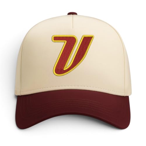 Trendy Apparel Shop Venezuela Embroidered 5 Panel Two Tone Vintage Ball Cap - Natural Burgundy