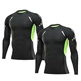[Anderme] ハイネック コンプレッションウェア メンズ 長袖 ランニングウェア 冷感 UVカット コンプレッションウェア 吸汗速乾 2点セット 春夏秋冬