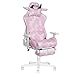 XUOXFUTZIG Sport Pink Series Gaming Chair with Footrest - Velvet-Like Fabric & Memory Foam for All-Day Comfort