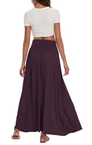 Women's Casual V Elastic Waistband Swing Lounge Skirt Ankle Length Maxi Long Skirts3