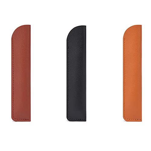 3 peças de couro sintético com manga para caneta, bolsa, estojo vintage para caneta-tinteiro, estojo para caneta-tinteiro, estojo de armazenamento de canetas, capa protetora para caneta única (preto,