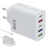 1pcs 65w 5-Port USB C Ladegerät,65 Watt USB C Netzteil,Ladegerät,Mit Intelligent Qc 3.0 Schnellladegerät Mehrfach Ladestecker Us