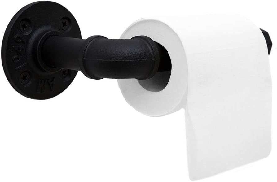 LINKPIPES Industrial Pipe Toilet Paper Holder Wall Mount Rustic Toilet Tissue Paper Holder DIY Heavy Duty Vintage Toilet Roll Holder for Bathroom Kitchen Bedroom(Black) - Image 2