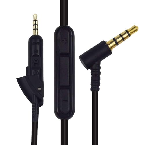 Saipomor QC15 Replacement Cable with Microphone & Volume Control – Audio Cord Compatible with Bose QuietComfort 15 Headphones, 3.5mm Aux Inline Remote (Black)