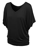 Forthery-Women Swing Tunic Tops Loose Flare T Shirt Summer Top Blouse Plus Size (XXL, Black)