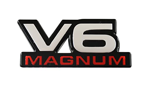 Image of 2Pcs V6 Magnum Emblems Fender Door Nameplate 3D Badge Stickers Logo 1500 Van Fit for Durango V6 (Chrome Red)