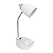 Limelights LD1057-WHT iPad Tablet Stand Book, White Gooseneck Organizer Desk Lamp with Holder and Charging Outlet