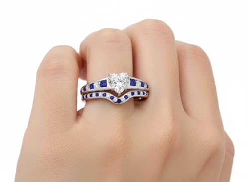 Image of Choose Your Gemstone Graduated Channel Setting Diamond CZ Wedding Sterling Silver Heart Shape Wedding Engagement Birthstone Stackable Ring Size US 4 to 12