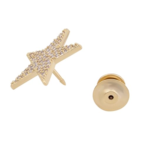 Image of Shining Cubic Zircon Star Brooch Pins Elegant Clear Crystal Flower Lapel Pin Breastpin Badges for Women Men