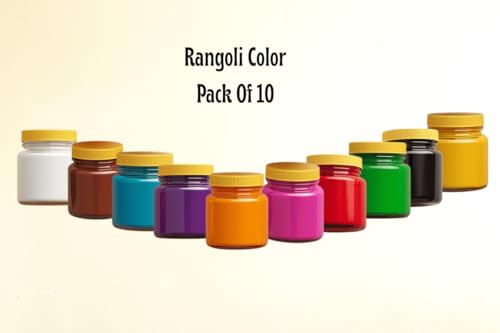 Image of Rangoli Powder Muggu Pindi Bottles | Pack of 10 | 100 GMS Each for Floor Art and Festival Decoration
