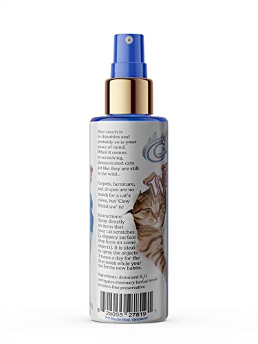 Claw Withdraw Cat Scratch Deterrent Spray To Safely And Naturally Protect Your Home, Including Sofas, Carpets, Curtains, And Plants, Alternative To Tape - 8Oz #TOP1