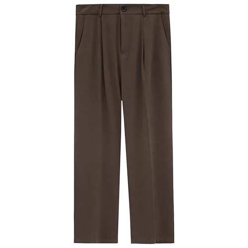 Men's Loose Pleated Business Pants Loose Pleated Suit Trousers Wide-Leg Suit Pants for Men