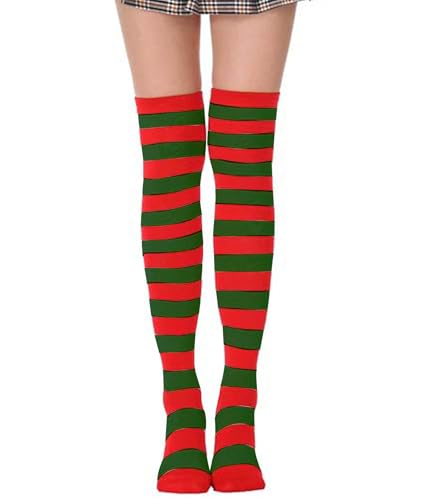 Image of Womens Thigh High Socks Athletic Stripe Cute Colorful Over the Knee High Sock Colorful Long Tube Sock