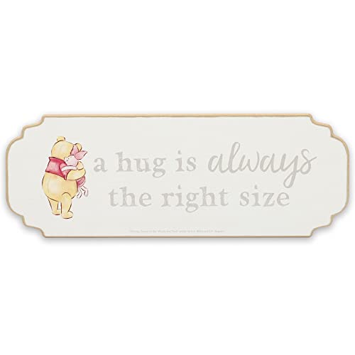 Image of Open Road Brands Disney Winnie the Pooh A Hug Is Always the Right Size Wood Wall Decor - Adorable Winnie the Pooh Sign for Home Decorating