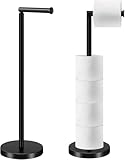 Portarrollos de Papel Higiénico de Pie de Acero Inoxidable, Porta Rollos de Papel Higiénico, Soporte para Papel Higiénico para Baño, Ideal para Rollos de Papel, 44x15 (Negro)