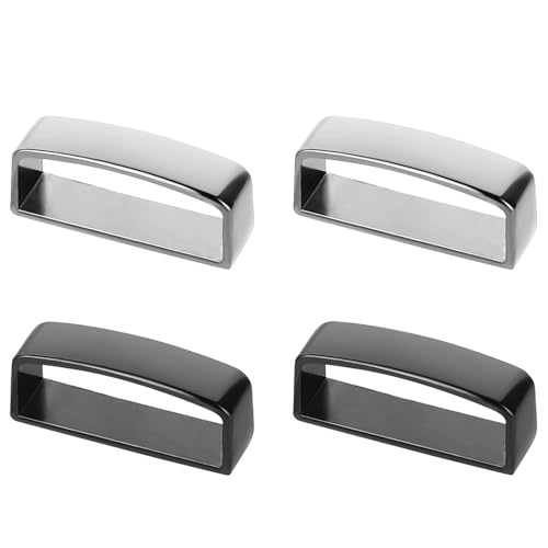 JJUNW 4 Pcs Groove Belt Keepers, Stainless Steel Brass Alloy Loops Anti Slip Black Men's Belt Buckle Accessories, 1.5 Inches(38mm-40mm)