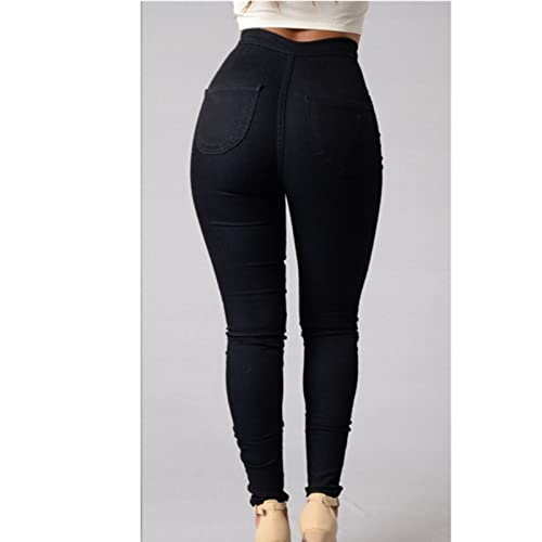 Womens Cozy Skinny Business Jeans Casual High Waisted Stretch Slim Denim Solid Color Butt Lift Pencil Pants With Pockets3