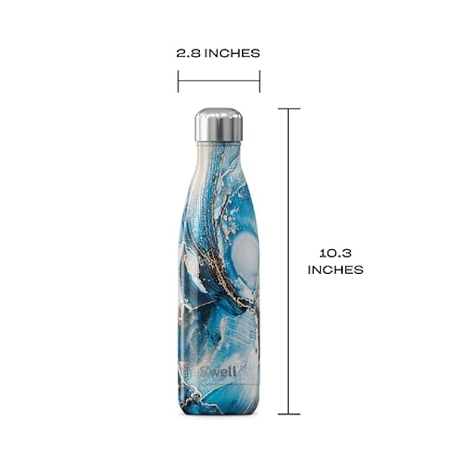 S'well Stainless Steel Water Bottle, 17oz, Ocean Marble, Triple Layered Vacuum Insulated Containers Keeps Drinks Cold for 36 Hours and Hot for 18, BPA Free, Perfect for On the Go