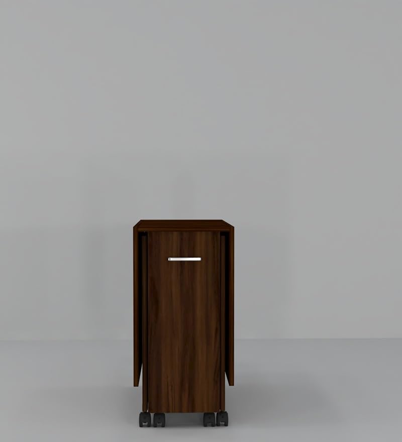 Image of SPECIALITY PANELS Folding Dining Table with 6 Wheels | Engineered Wood | Compact Design | Tables for Small Spaces | Termites Resistance | Kitchen Table in Redica Walnut Finish